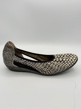 Arche Onange Black White Ballet Flats Cut Out Comfort Leather 38
